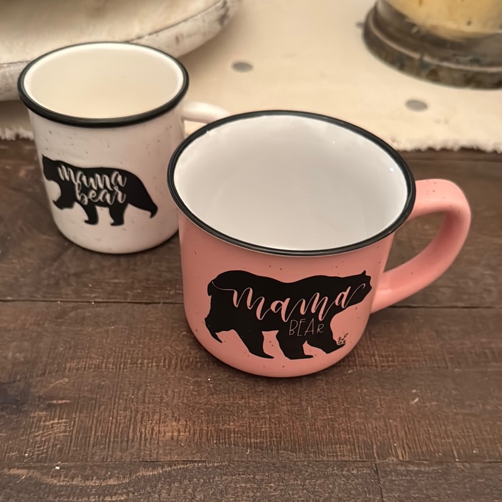 Charming Pink and White Ceramic Mugs Set